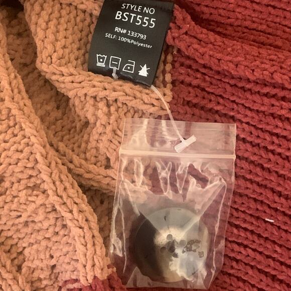 POL New Colorblock Oversized Cardigan with Hood Neutral Colors Large NWOT - Picture 10 of 12